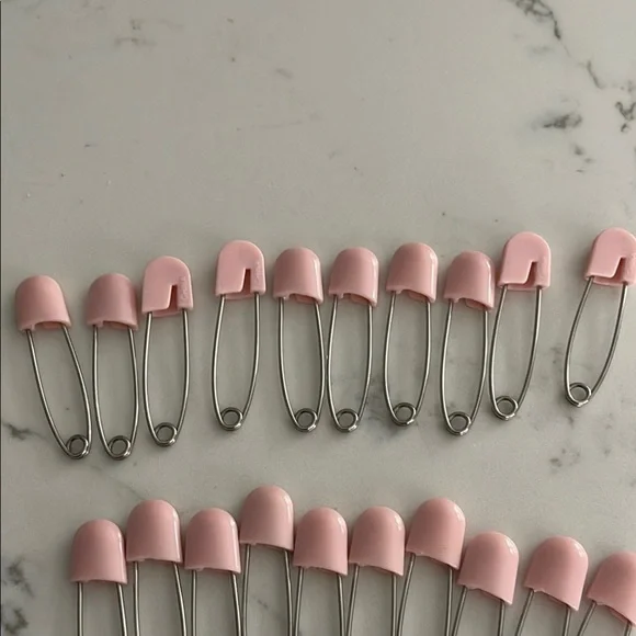42 Pink and Yellow Large Safety Pins Set - Picture 2 of 2